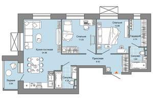 2-к квартира, вторичка, 71м2, 2/8 этаж