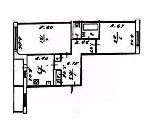 2-к квартира, вторичка, 53м2, 2/5 этаж
