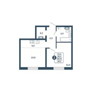 2-к квартира, вторичка, 39м2, 11/17 этаж