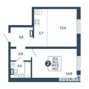 2-к квартира, вторичка, 44м2, 6/17 этаж