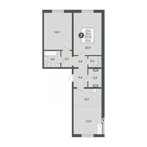 3-к квартира, вторичка, 83м2, 10/17 этаж