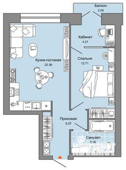 2-к квартира, вторичка, 52м2, 3/9 этаж