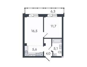 2-к квартира, вторичка, 49м2, 14/16 этаж