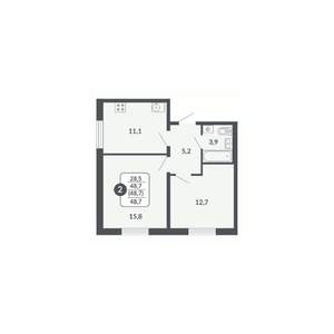 2-к квартира, вторичка, 49м2, 16/17 этаж