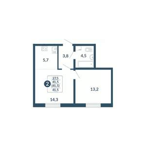 2-к квартира, вторичка, 42м2, 15/17 этаж