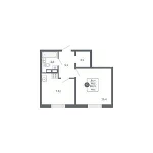 1-к квартира, вторичка, 41м2, 9/17 этаж
