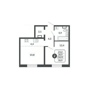 2-к квартира, вторичка, 39м2, 11/17 этаж