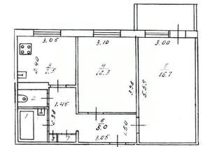 2-к квартира, вторичка, 50м2, 2/10 этаж