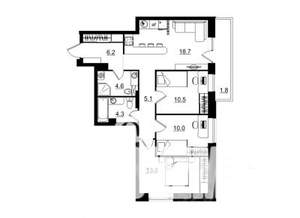 3-к квартира, вторичка, 74м2, 2/11 этаж