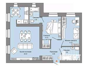 2-к квартира, строящийся дом, 66м2, 1/4 этаж