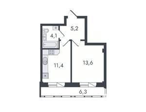 1-к квартира, вторичка, 41м2, 13/16 этаж