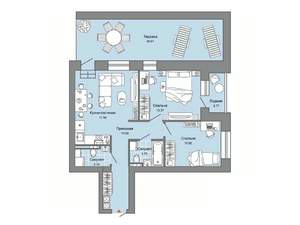 2-к квартира, строящийся дом, 69м2, 2/4 этаж