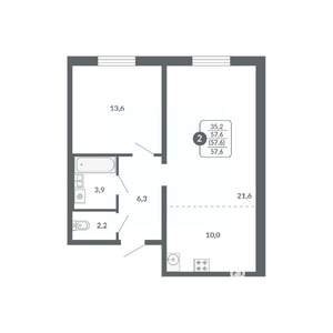 2-к квартира, вторичка, 58м2, 5/17 этаж