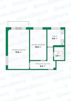 2-к квартира, вторичка, 43м2, 5/5 этаж