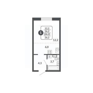 1-к квартира, вторичка, 26м2, 16/17 этаж