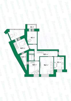 4-к квартира, вторичка, 79м2, 9/9 этаж