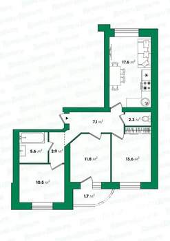 3-к квартира, вторичка, 71м2, 1/5 этаж