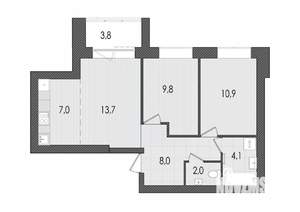 3-к квартира, вторичка, 59м2, 9/9 этаж