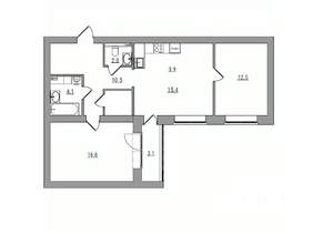 3-к квартира, вторичка, 70м2, 2/6 этаж
