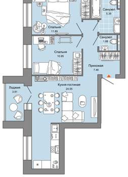 3-к квартира, вторичка, 64м2, 4/7 этаж