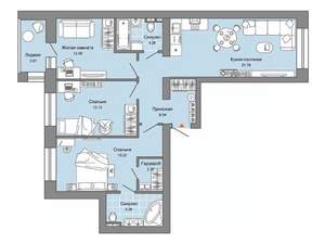 3-к квартира, строящийся дом, 85м2, 6/6 этаж