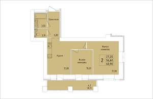 2-к квартира, строящийся дом, 61м2, 5/15 этаж