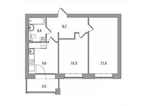 2-к квартира, вторичка, 56м2, 6/6 этаж