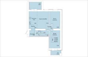 2-к квартира, вторичка, 82м2, 12/15 этаж