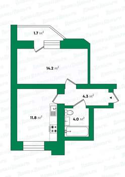 1-к квартира, вторичка, 39м2, 1/10 этаж