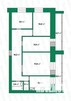 4-к квартира, вторичка, 85м2, 4/10 этаж