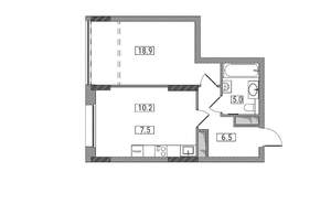 2-к квартира, вторичка, 48м2, 6/17 этаж