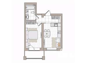 2-к квартира, вторичка, 42м2, 6/6 этаж