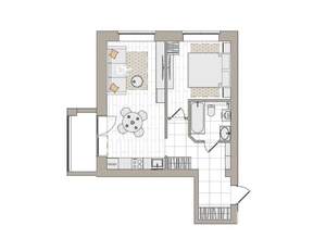 2-к квартира, вторичка, 48м2, 6/6 этаж