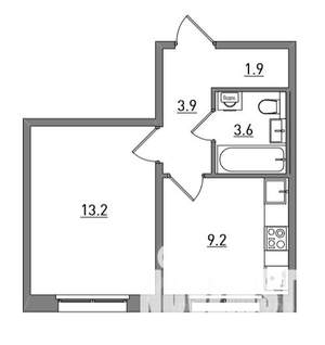 1-к квартира, вторичка, 32м2, 8/17 этаж