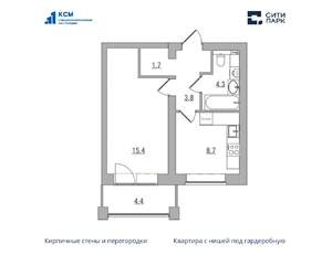 1-к квартира, вторичка, 38м2, 3/6 этаж