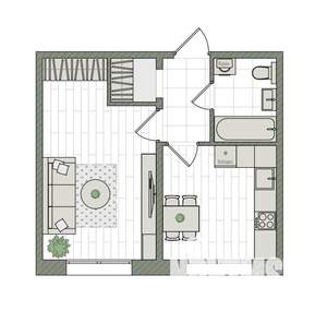 1-к квартира, вторичка, 34м2, 1/16 этаж