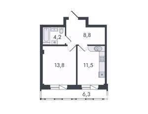 1-к квартира, вторичка, 45м2, 16/16 этаж
