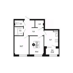 2-к квартира, вторичка, 49м2, 11/17 этаж