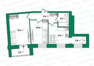 2-к квартира, вторичка, 49м2, 1/6 этаж