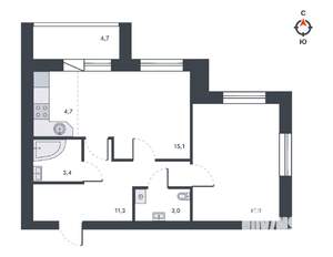 2-к квартира, вторичка, 59м2, 9/12 этаж