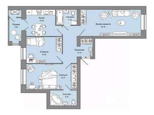3-к квартира, вторичка, 83м2, 5/6 этаж