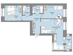 2-к квартира, вторичка, 67м2, 4/6 этаж