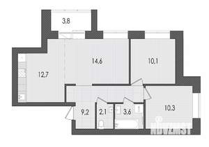 3-к квартира, вторичка, 66м2, 9/9 этаж