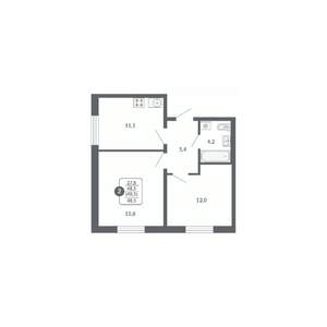 2-к квартира, вторичка, 49м2, 13/17 этаж