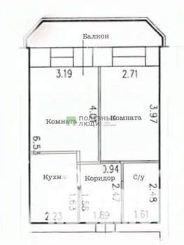 2-к квартира, вторичка, 41м2, 2/10 этаж