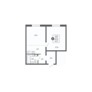 2-к квартира, вторичка, 48м2, 12/17 этаж