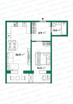 2-к квартира, вторичка, 51м2, 10/17 этаж
