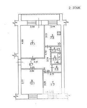 3-к квартира, вторичка, 60м2, 2/5 этаж