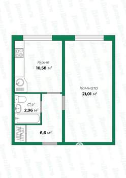 1-к квартира, вторичка, 41м2, 3/18 этаж