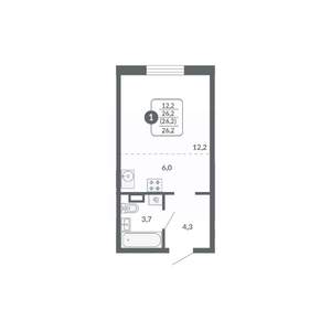 Студия квартира, вторичка, 26м2, 15/17 этаж